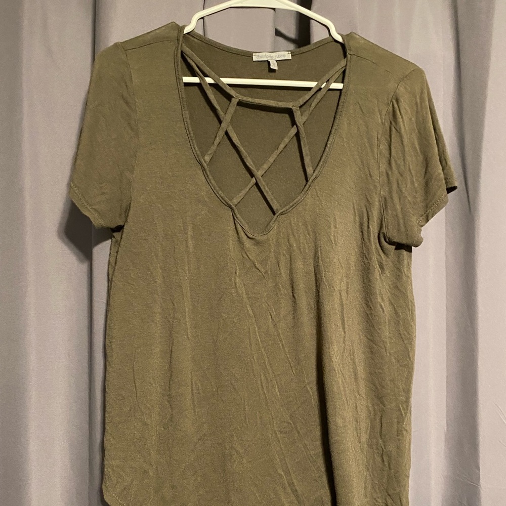 Charlotte Russe cross top olive